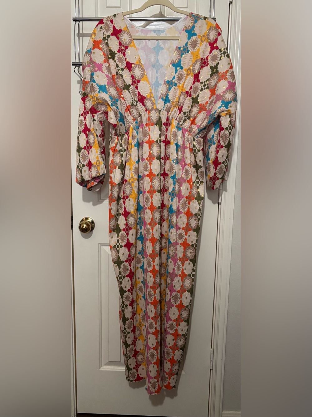 Commense Cream Multi-Color Patterned Maxi Dress